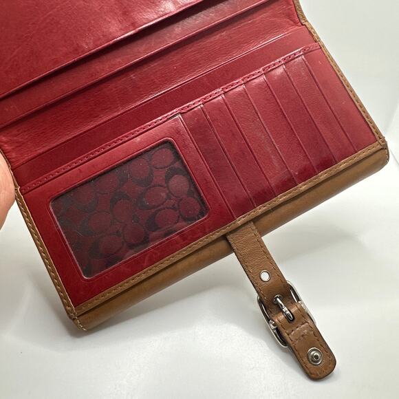 Vintage Soho COACH Brown Buckle Y2k Leather Wallet - Picture 5 of 10